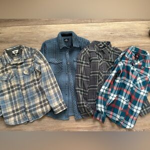Kids Casual Button Down Shirts - Blue, Gray, Red Plaid